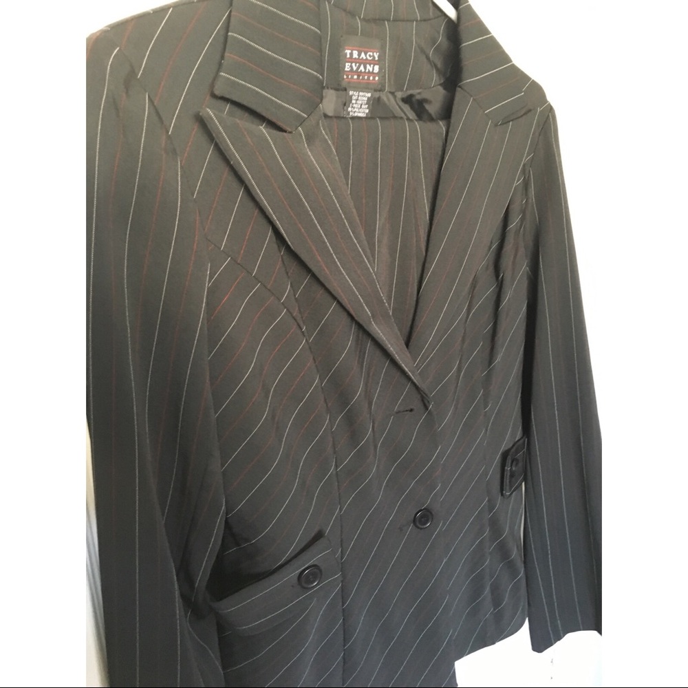 TRACY EVANS PINSTRIPE PANTSUIT